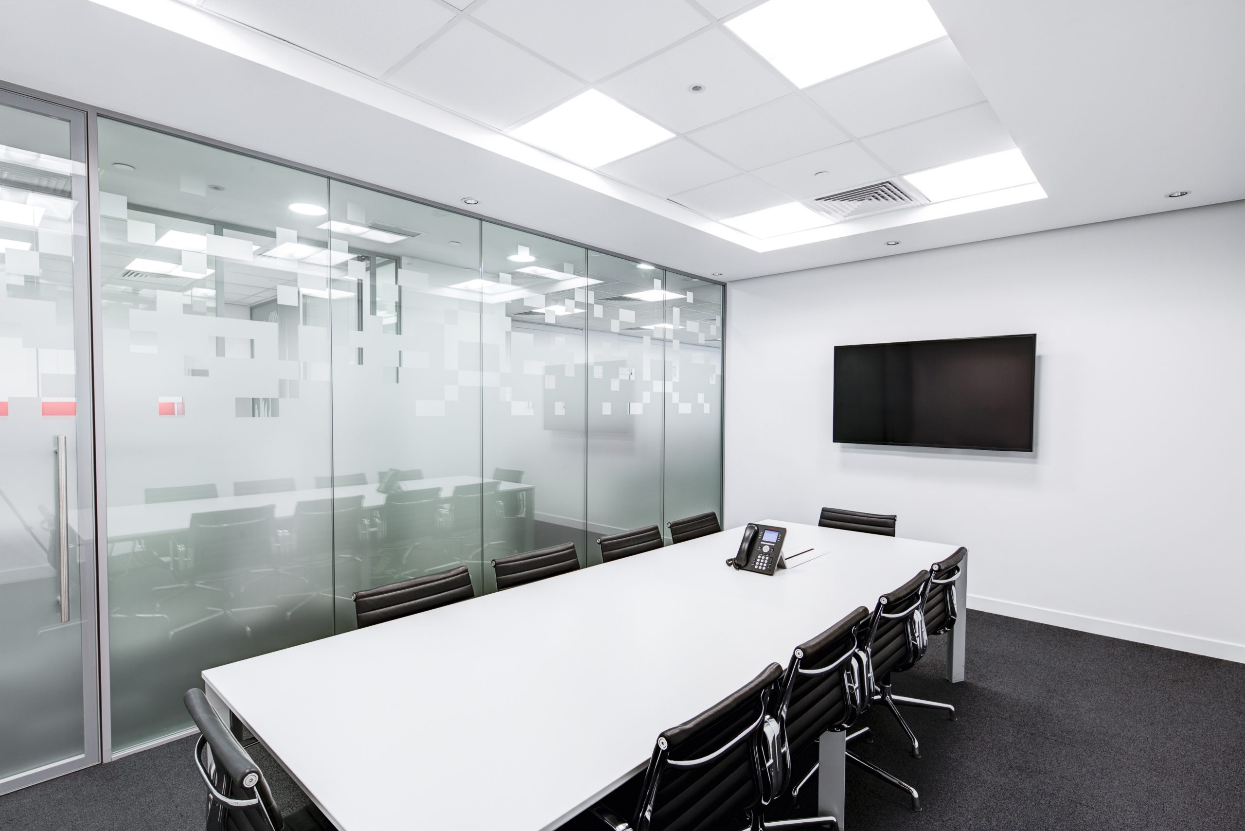 black and white boardroom